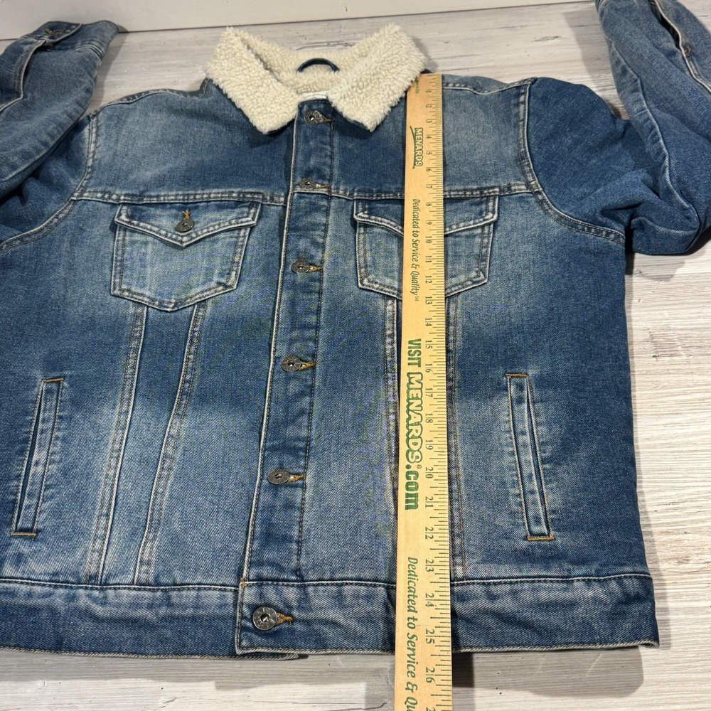 True Craft Sherpa Lined Denim Jean Trucker Men's Sz M Jacket Long Sleeve - Picture 7 of 9